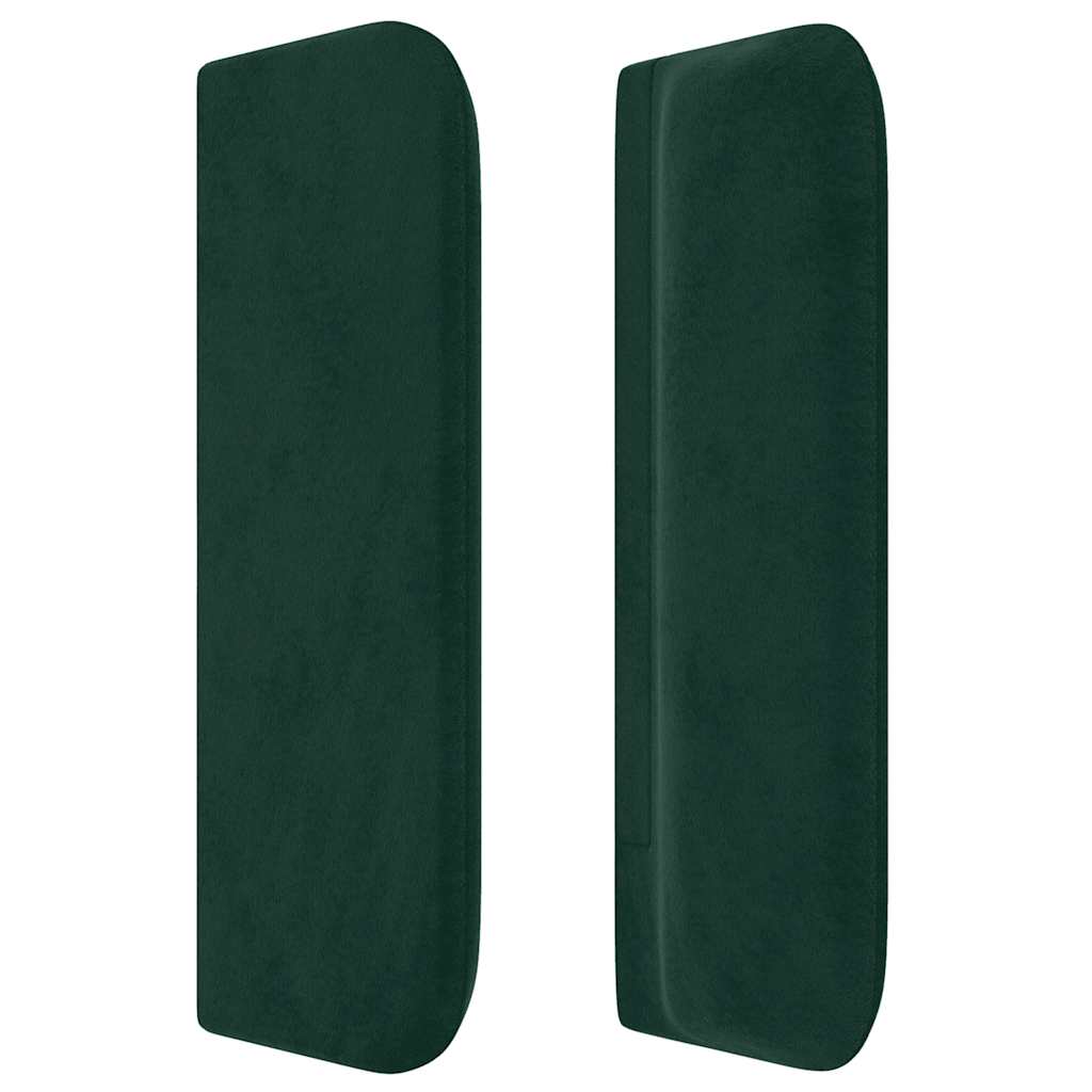 Cabeceira de cama c/ abas veludo 203x16x78/88cm verde-escuro