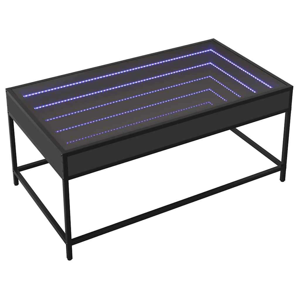 Mesa de centro luzes LED infinity 90x50x41 cm preto