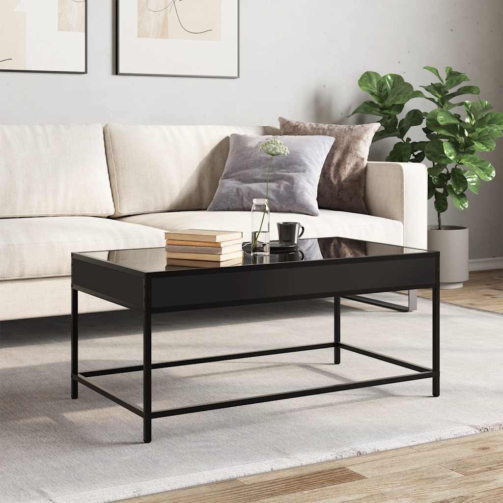 Mesa de centro luzes LED infinity 90x50x41 cm preto
