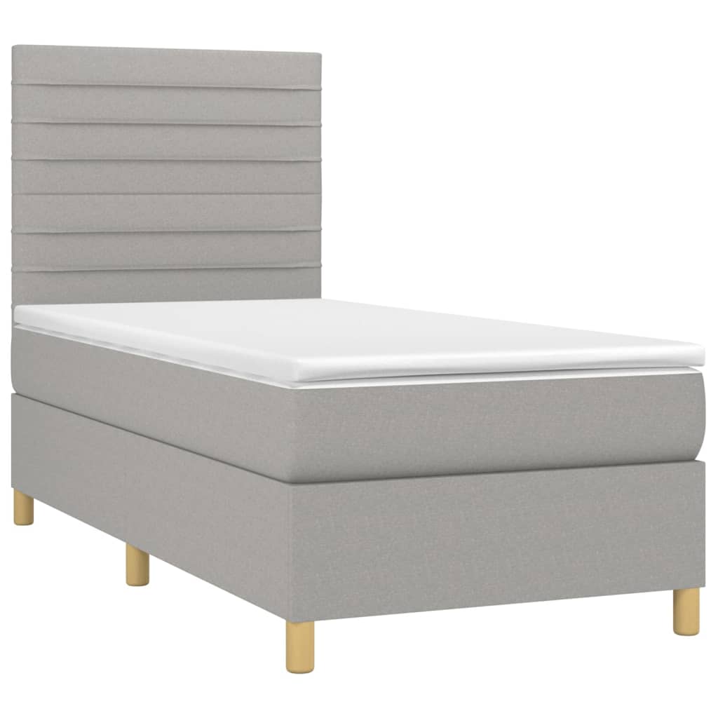 Cama com molas/colchão 100x200 cm tecido cinzento-claro