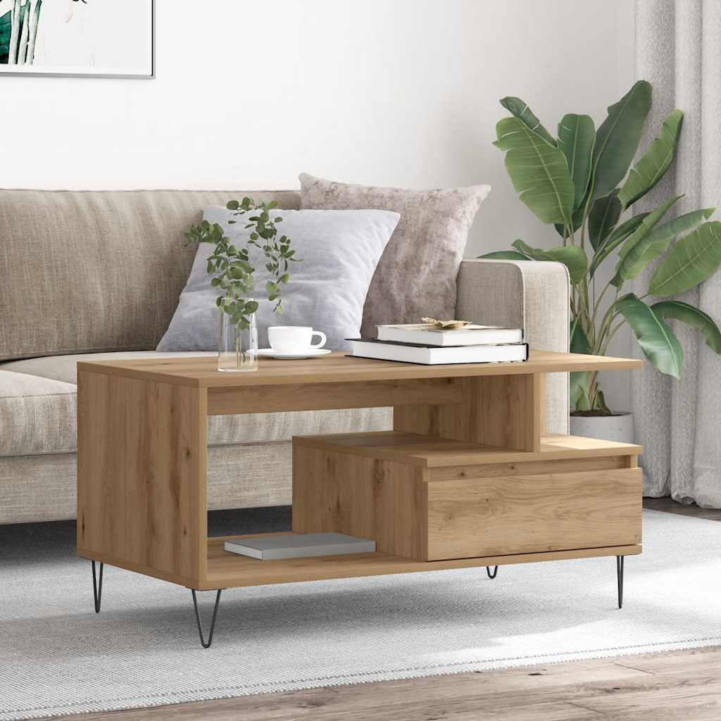 Mesa centro 90x49x45 cm derivados de madeira carvalho artisiano