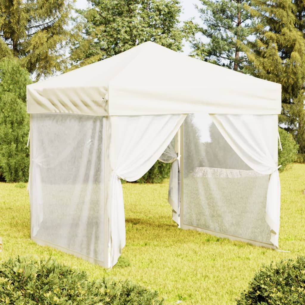Tenda para festas dobrável com paredes laterais 2x2 m creme