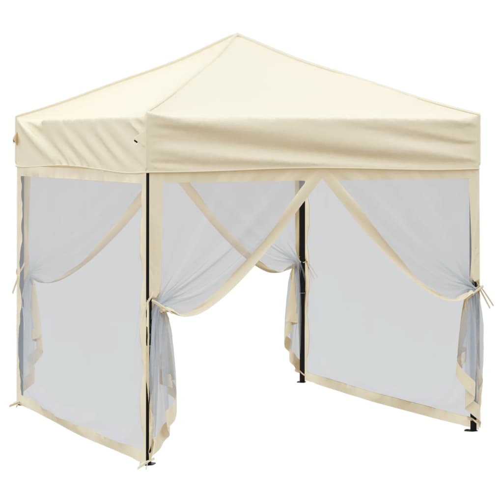 Tenda para festas dobrável com paredes laterais 2x2 m creme