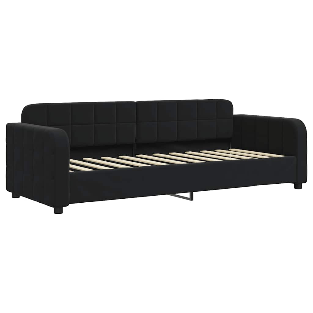 Sofá-cama com gavetão e colchões 80x200 cm veludo preto