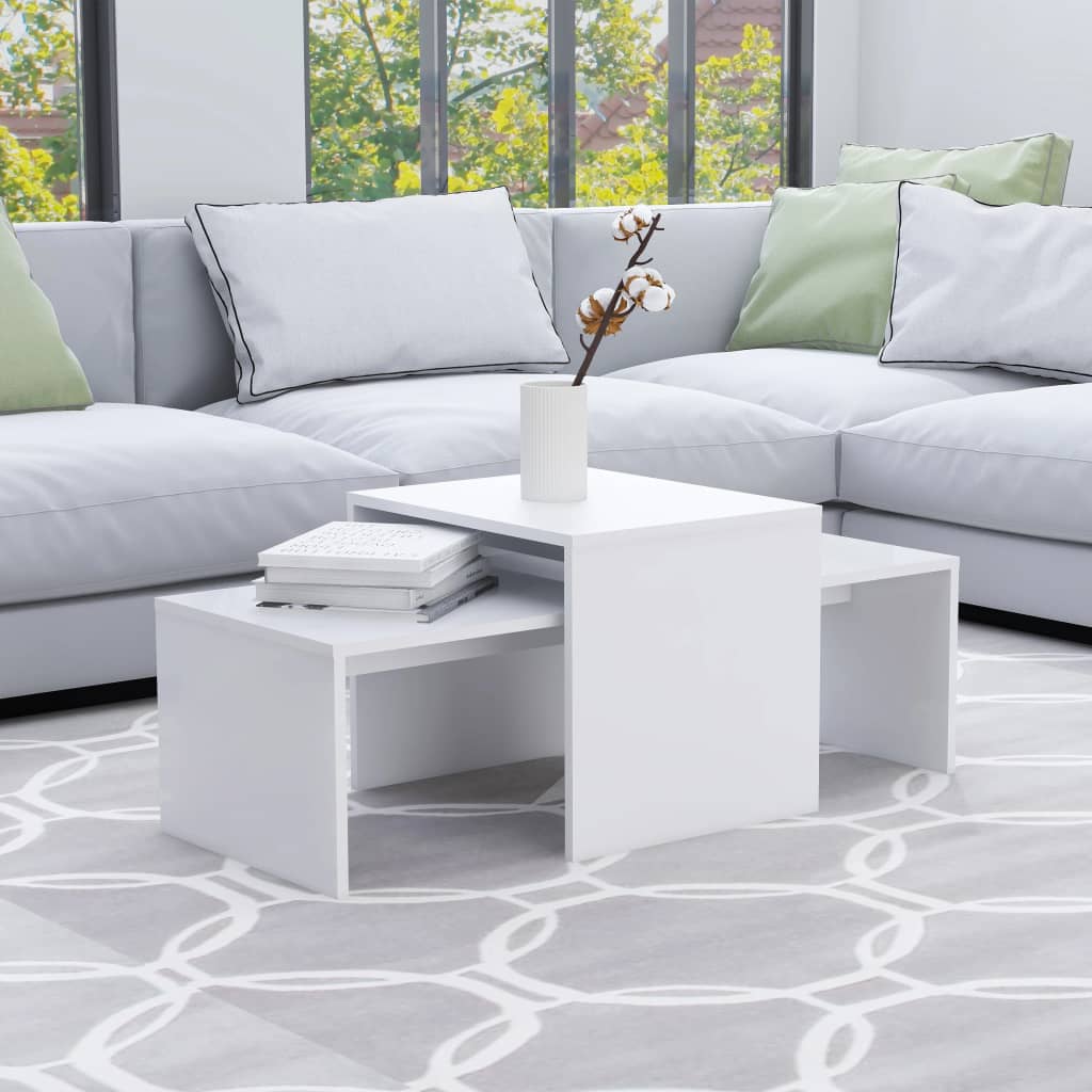 Conjunto mesas de centro 100x48x40 cm derivados madeira branco