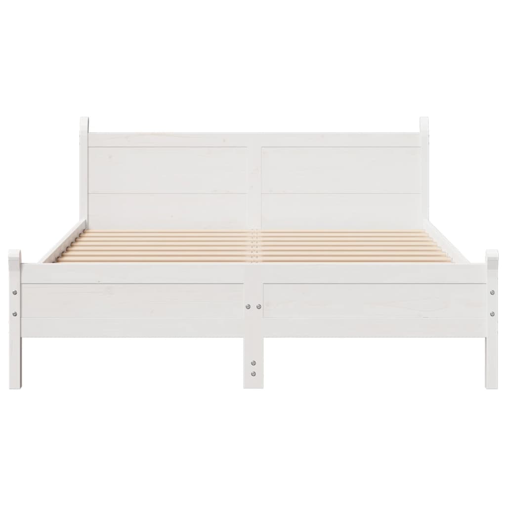 Cama sem colchão 150x200 cm madeira de pinho maciça branco