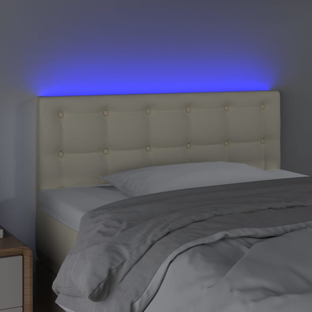 Cabeceira de cama c/ LED 90x5x78/88 cm couro artificial creme