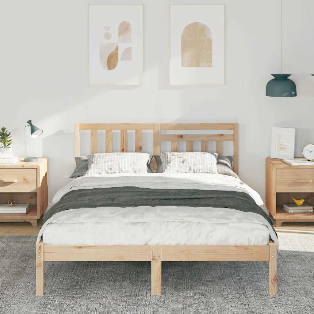 Estrutura da cama com cabeceira castanho 135 x 190 cm