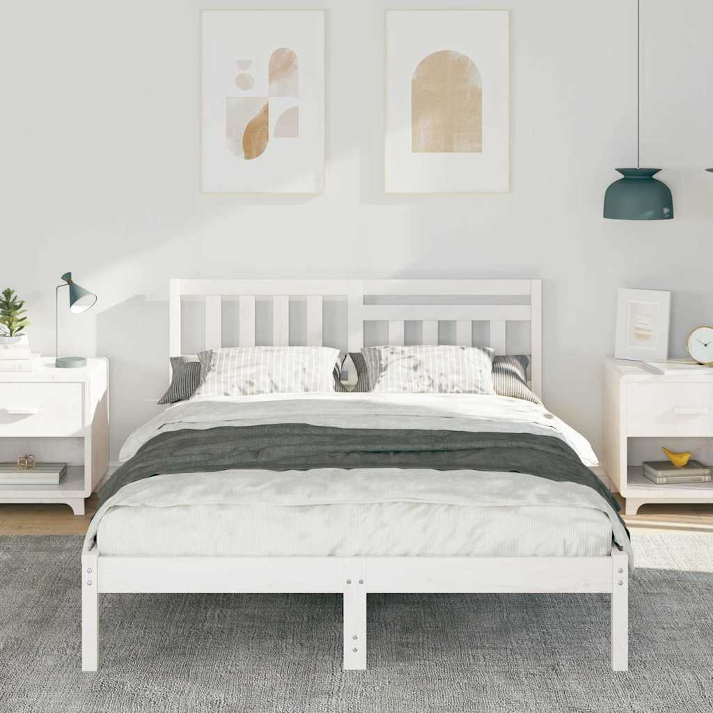 Estrutura da cama com cabeceira branco 135 x 190 cm