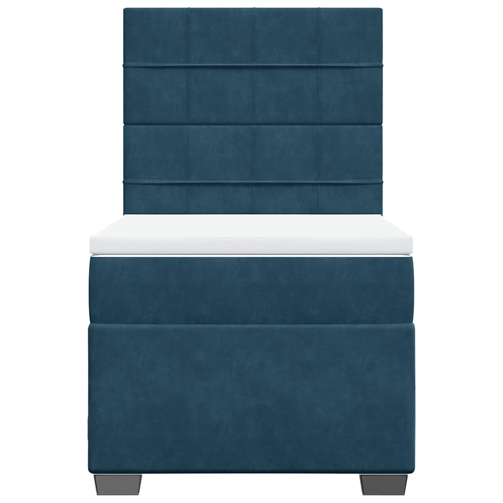 Cama boxspring com colchão 80x200 cm veludo azul