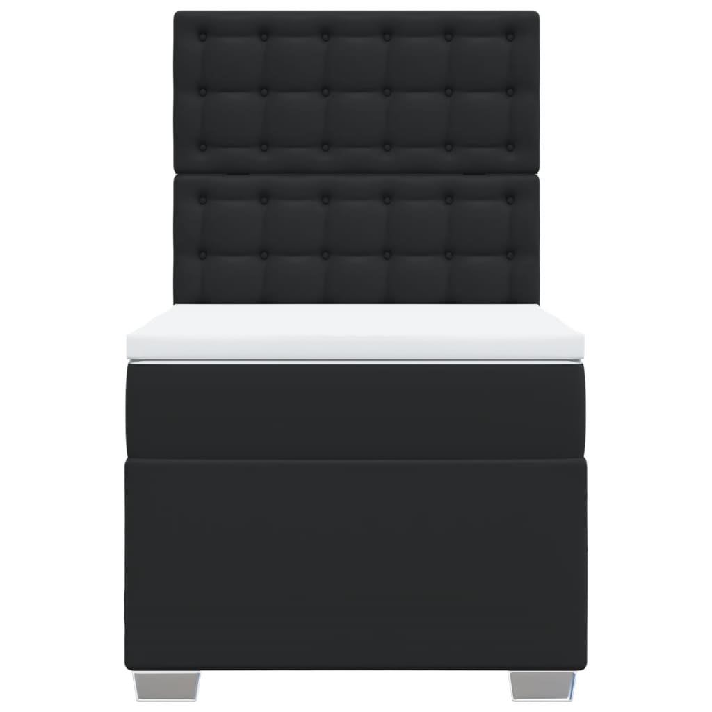 Cama com molas/colchão 90x200 cm couro artificial preto