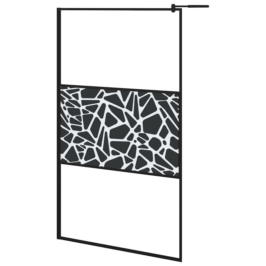 Divisória de chuveiro 115x195cm vidro esg design pedras preto