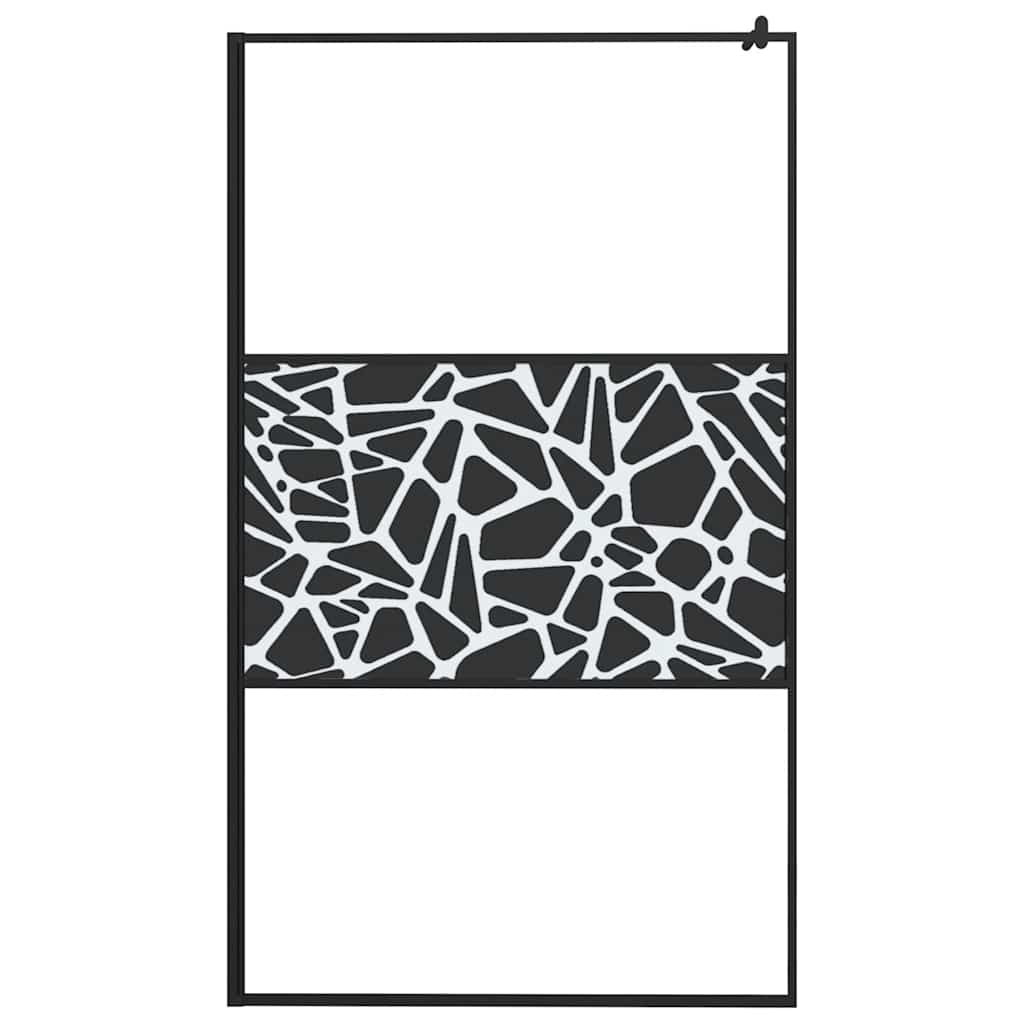 Divisória de chuveiro 115x195cm vidro esg design pedras preto