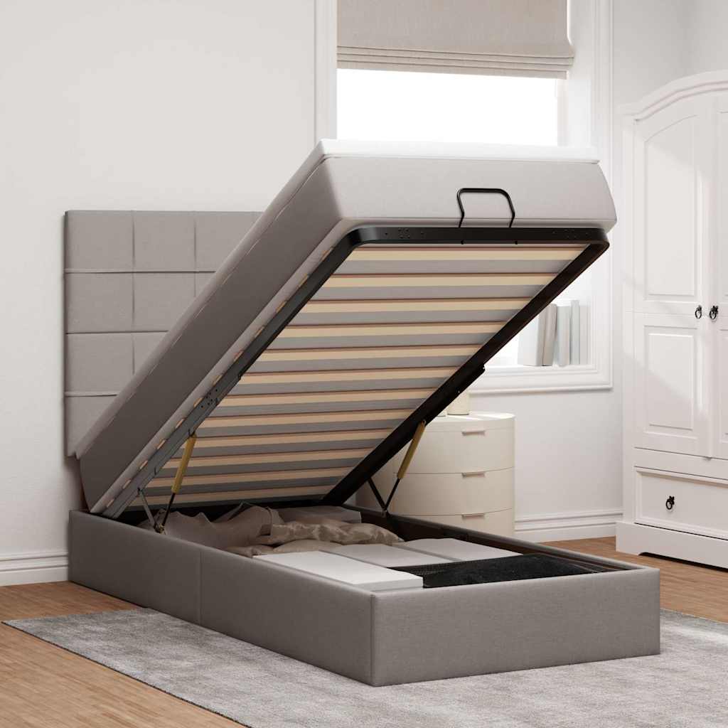 Cama otomana com colchão & leds 90x200 cm cinza-acastanhado