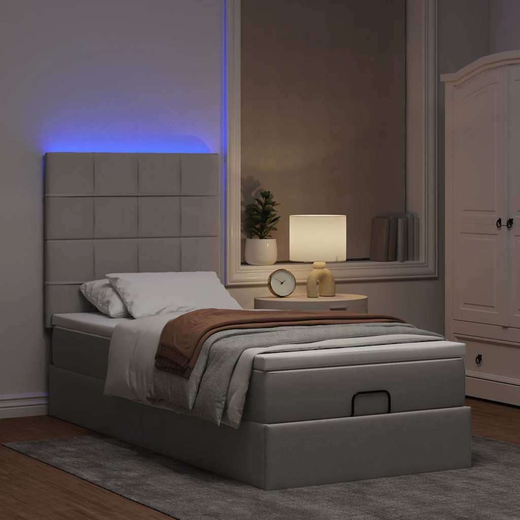 Cama otomana com colchão & leds 90x200 cm cinza-acastanhado