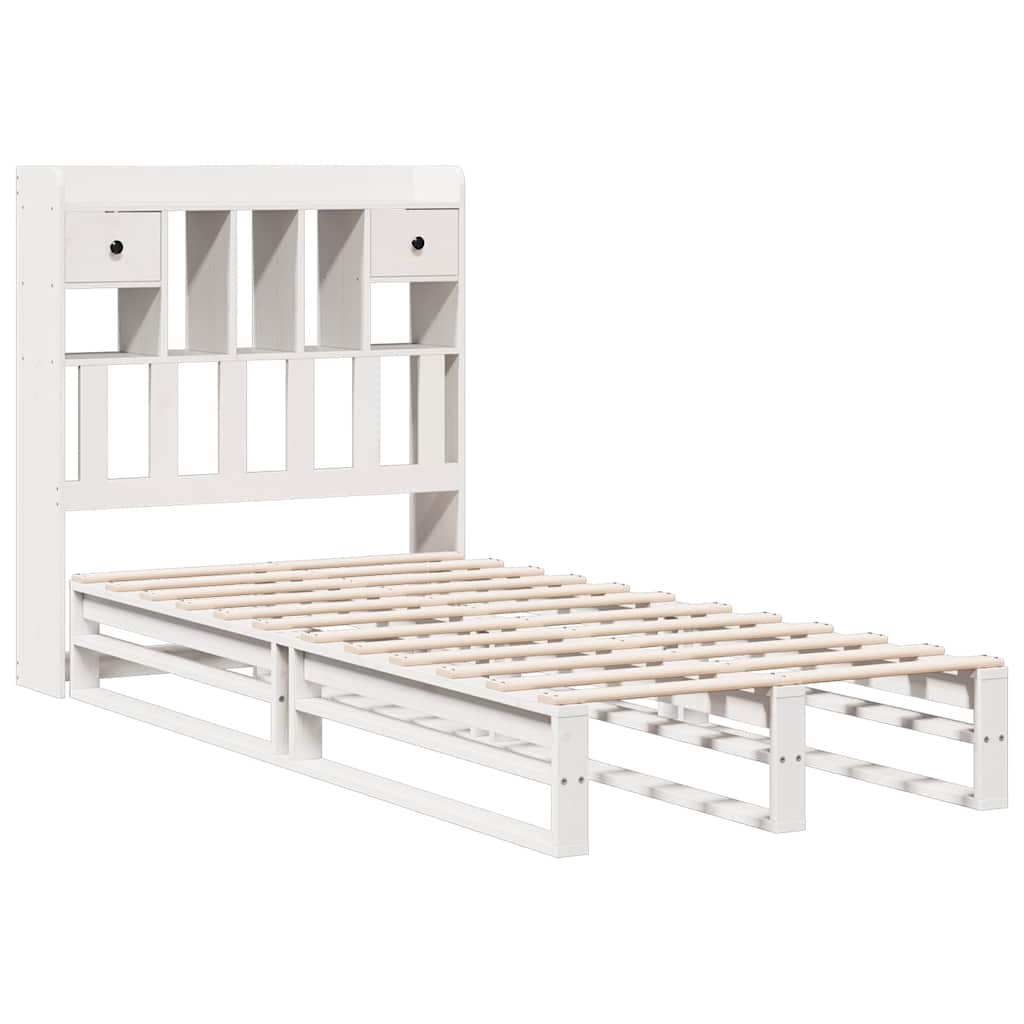 Cama com estante sem colchão 90x200 cm pinho maciço branco