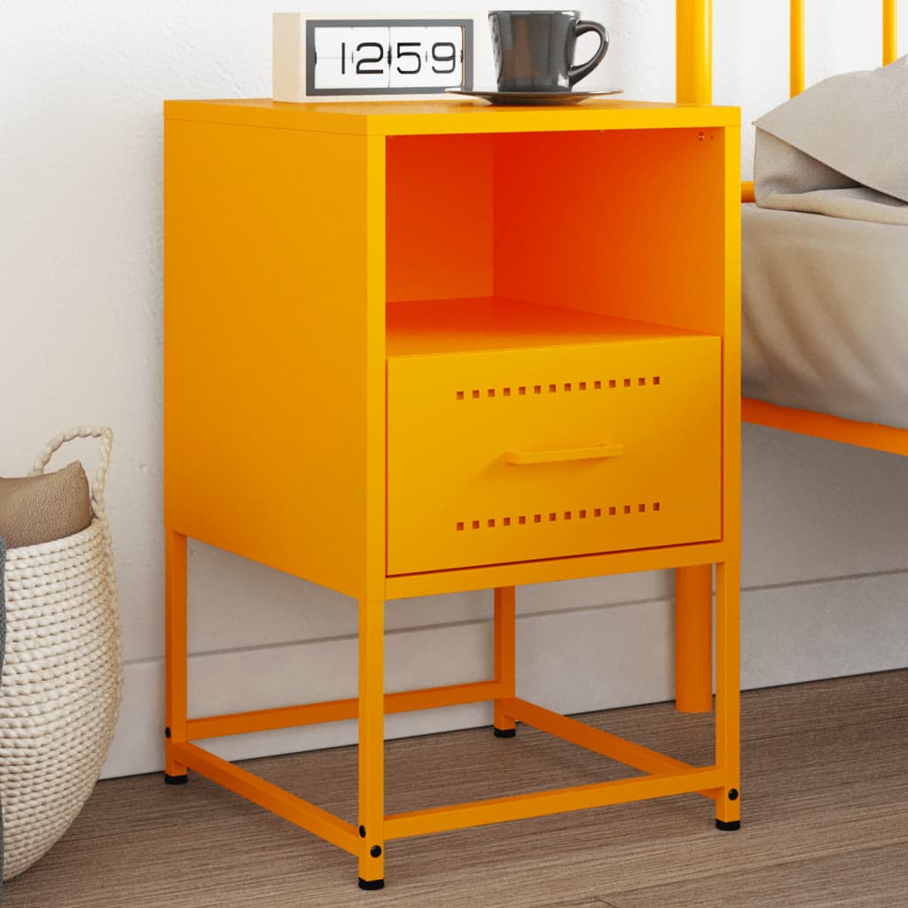 Mesa de cabeceira 36x39x60,5 cm aço amarelo mostarda