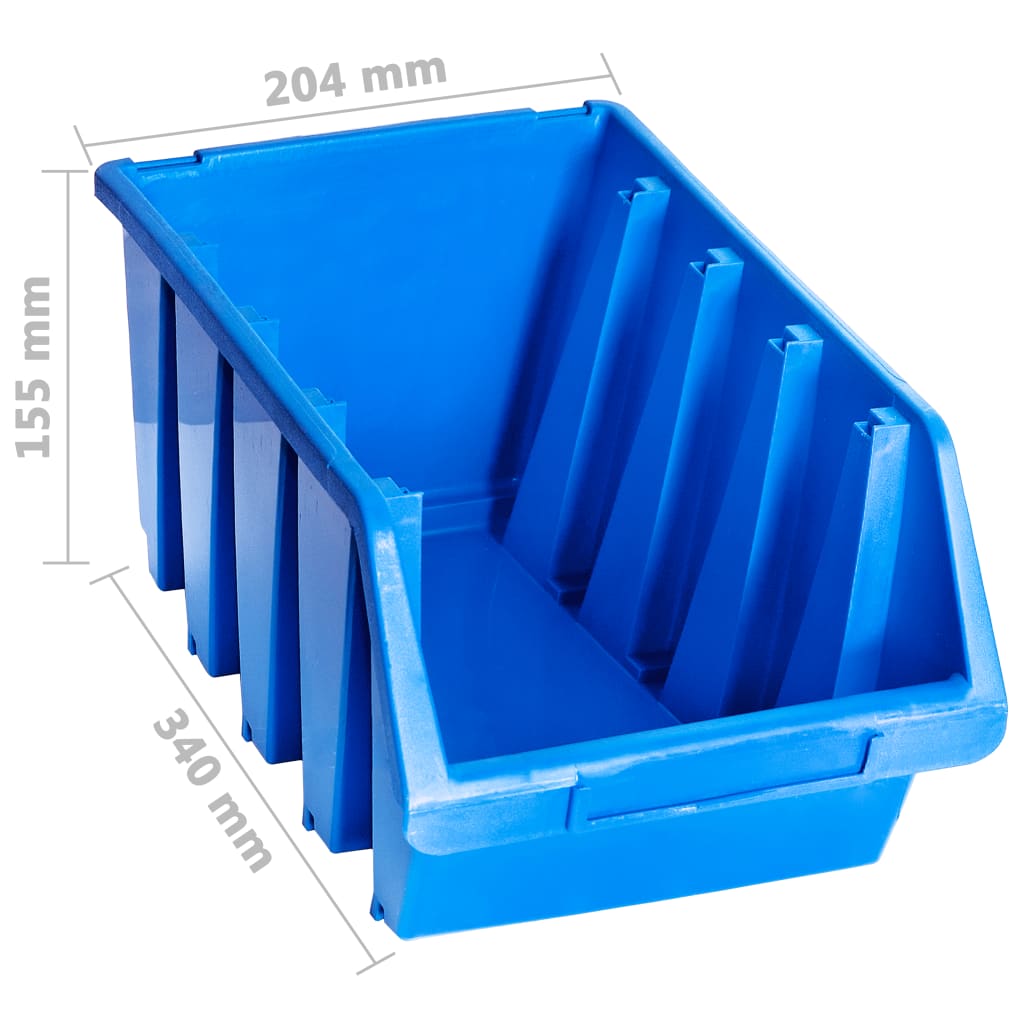 Caixas de arrumação empilháveis 14 pcs plástico azul