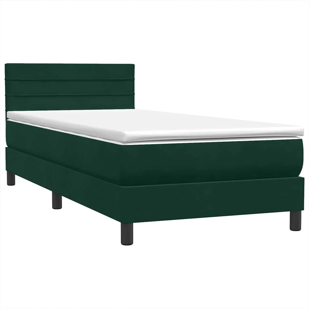 Cama com molas/colchão verde-escuro 80x220 cm veludo