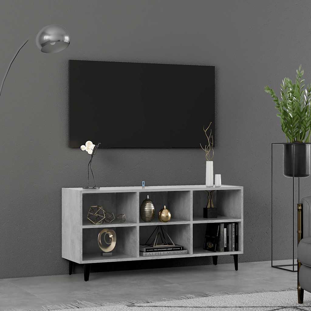Móvel de TV com pernas em metal 103,5x30x50 cm cinzento cimento