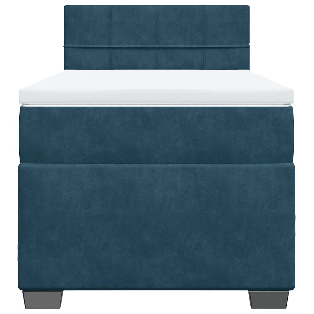 Cama com molas/colchão 90x190 cm veludo azul-escuro