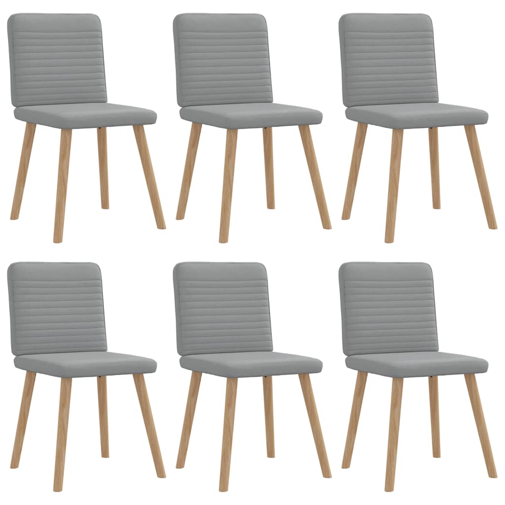Cadeiras de jantar 6 pcs tecido cinzento-claro