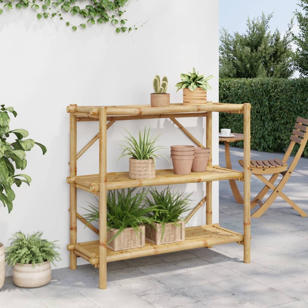 Estante com 3 prateleiras 100x40x90 cm bambu