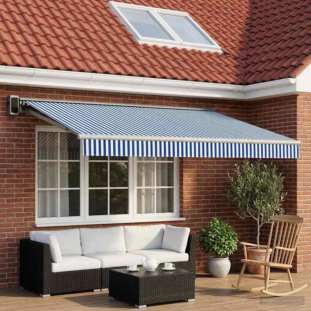 Tecido de substituição para toldo azul e branco 450 × 300 cm