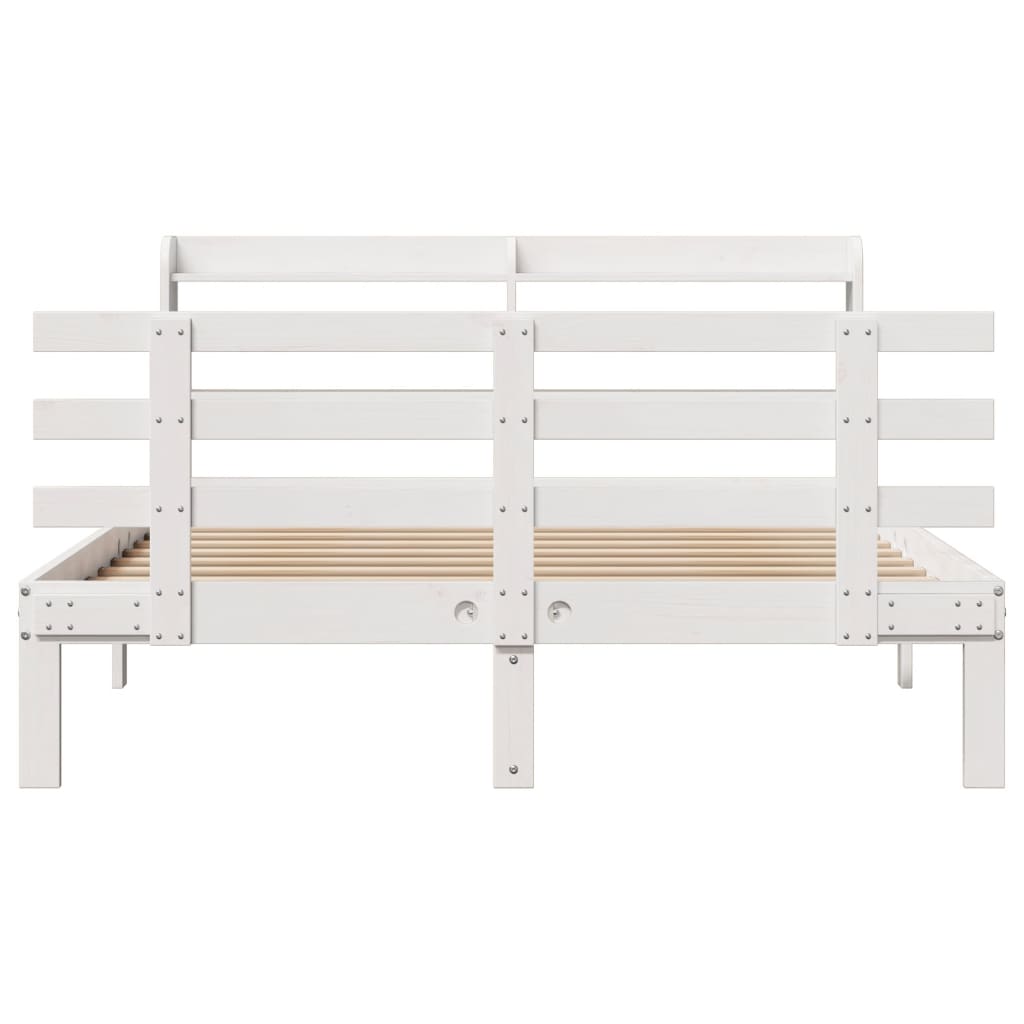 Estrutura de cama c/ cabeceira sem colchão 140x190 cm branco
