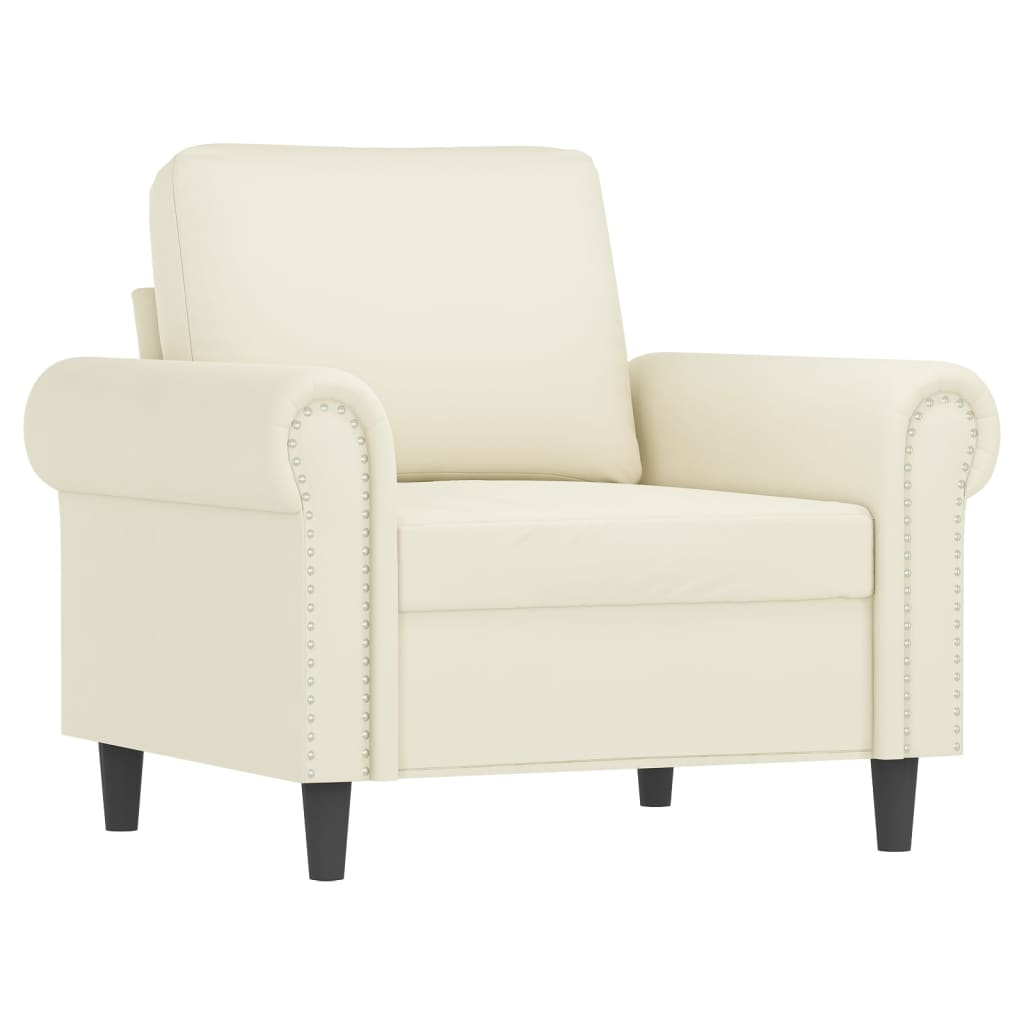 3 Pcs conjunto de sofás com almofadas veludo cor creme
