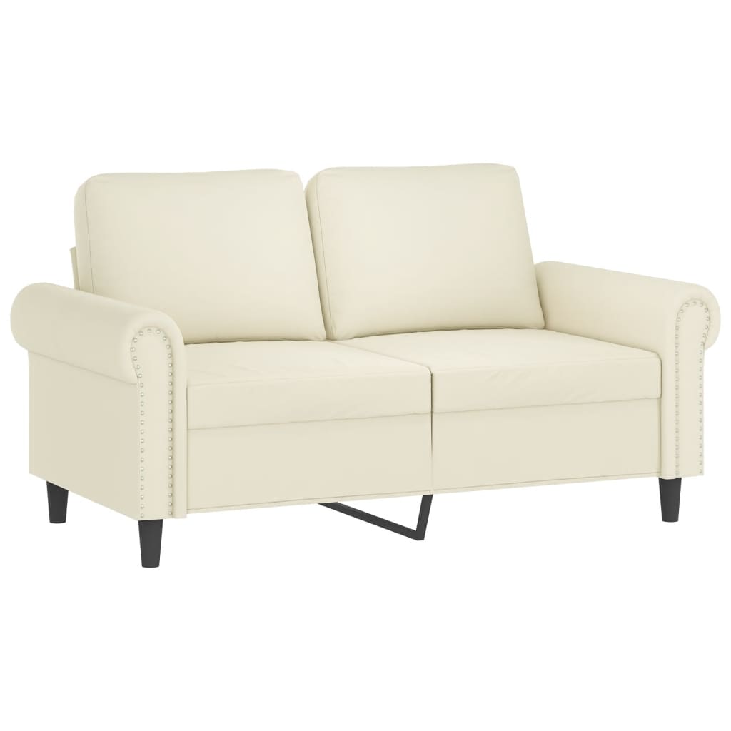 3 Pcs conjunto de sofás com almofadas veludo cor creme