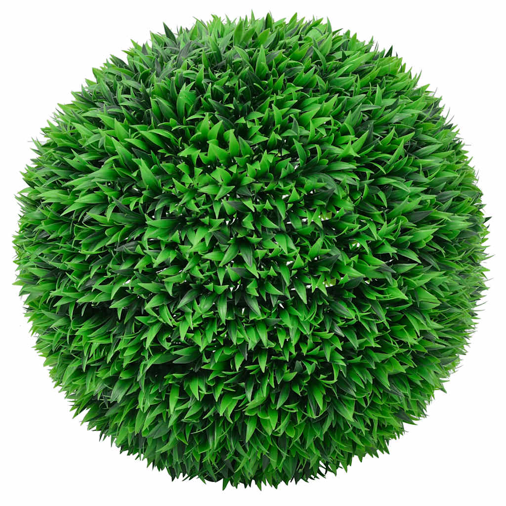 Bolas artificiais de buxo com luzes LED 2 pcs verde 55 cm