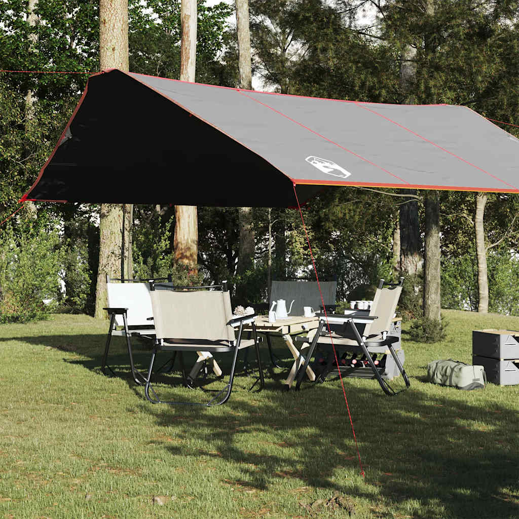 Lona de campismo 420x440 cm impermeável cinzento e laranja