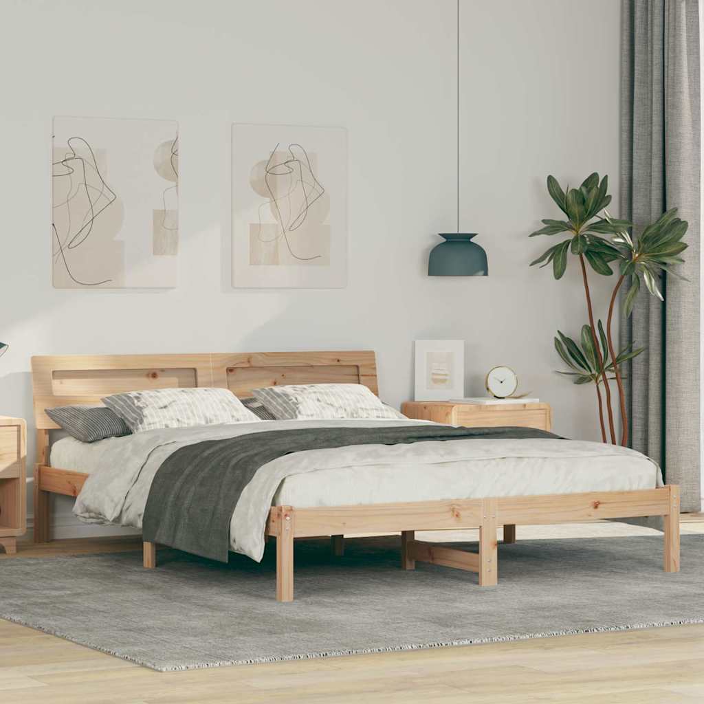 Estrutura da cama com cabeceira castanho 140 x 200 cm