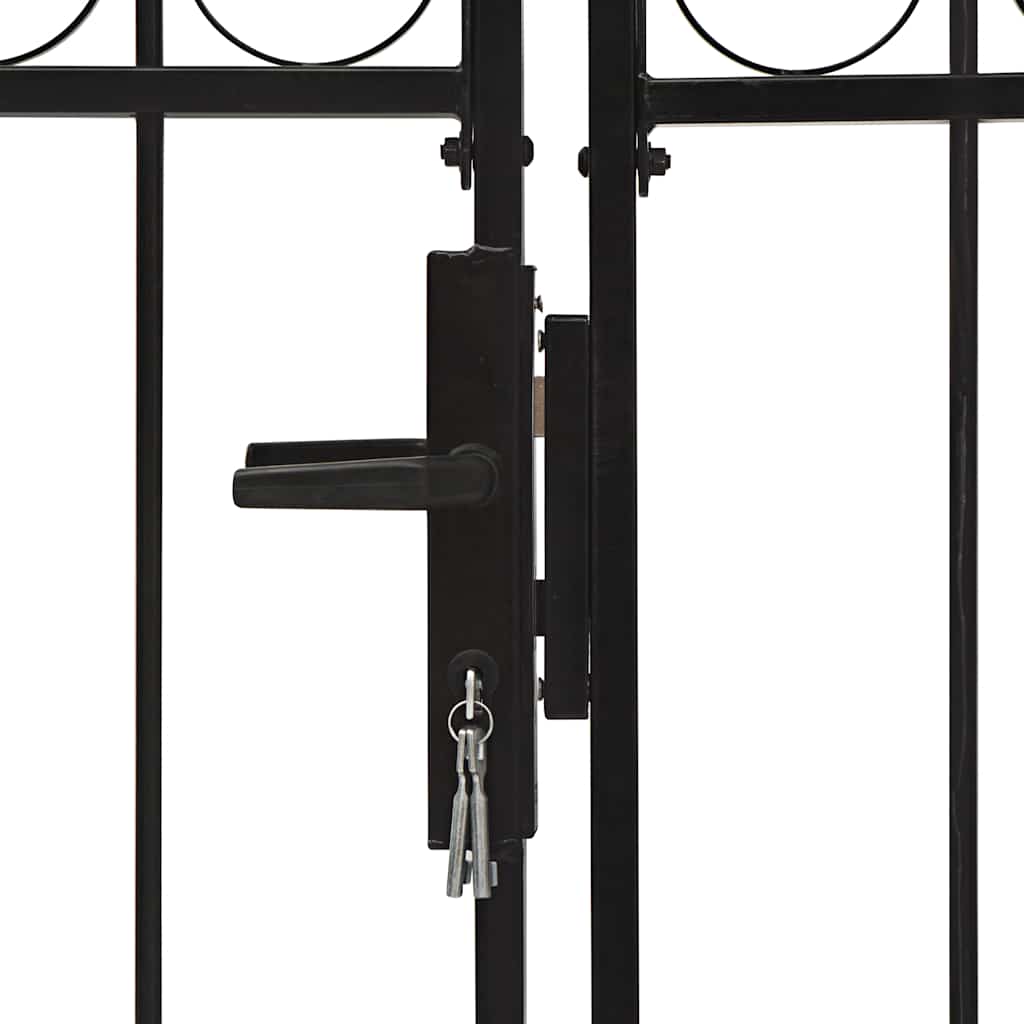 Portão de cerca assen porta dupla com topo arqueado em aço 300x175 cm