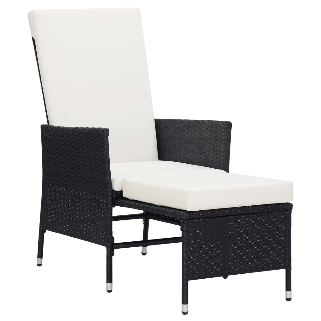 2 Pcs conjunto lounge de jardim c/ almofadões vime PE preto