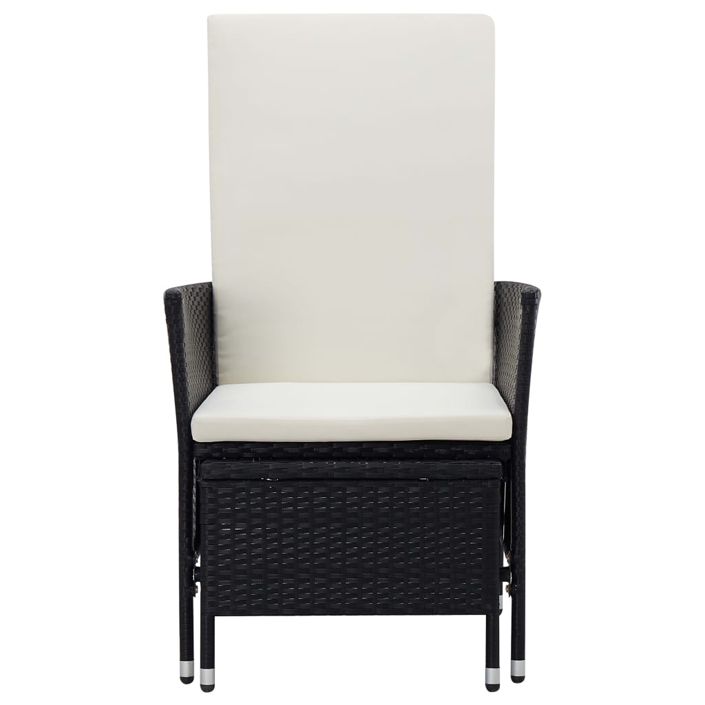 2 Pcs conjunto lounge de jardim c/ almofadões vime PE preto