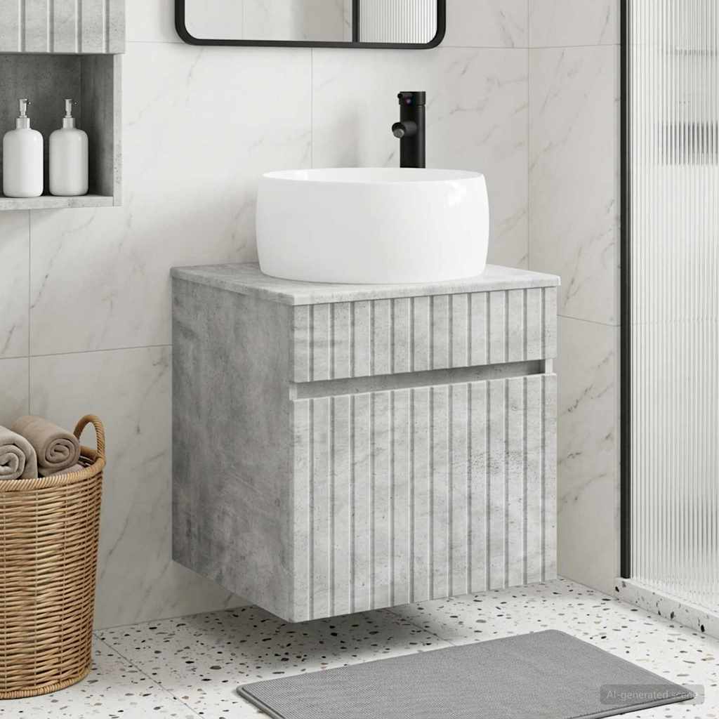 Vanidade de pia de parede cinzento cimento 49 x 44,5 x 66 cm