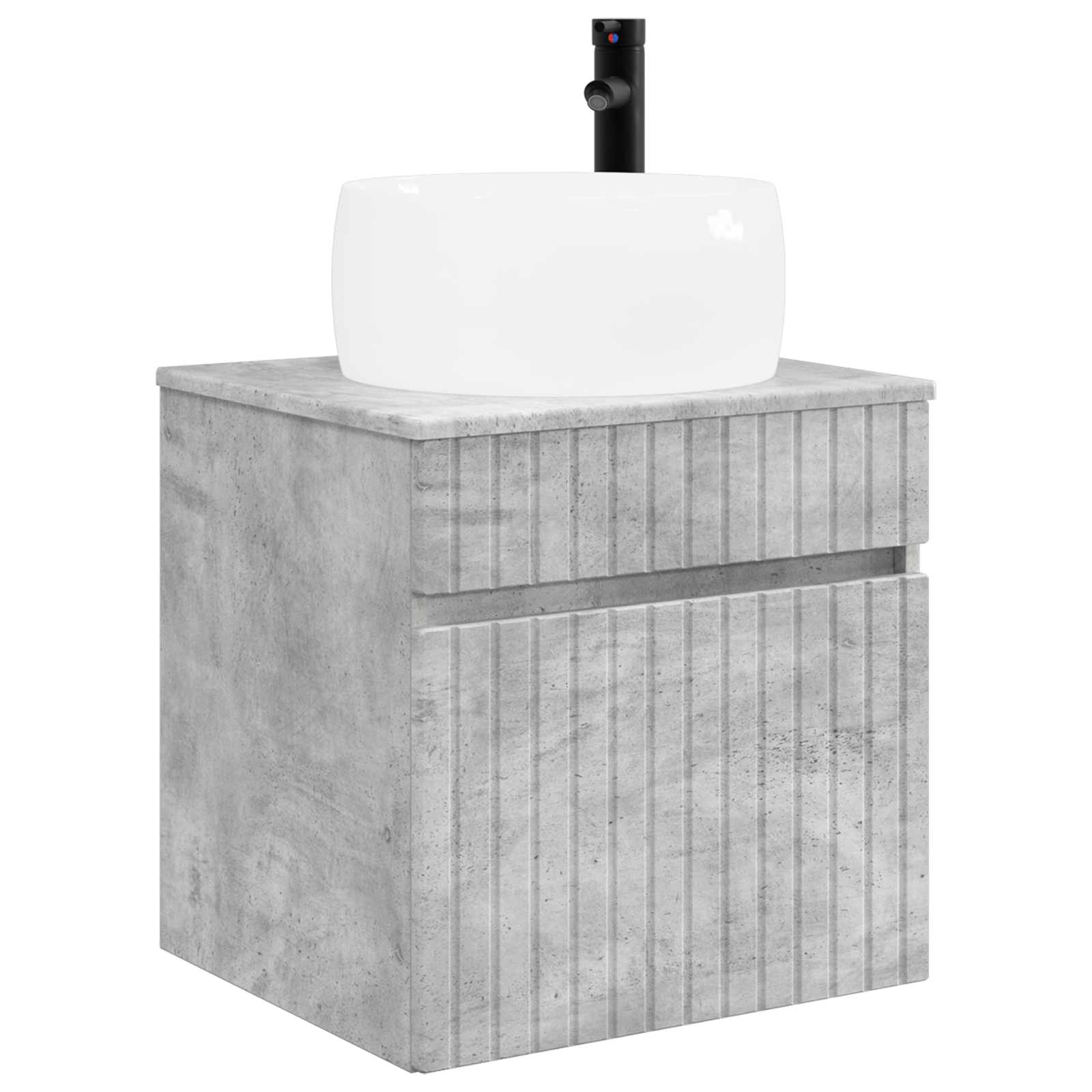 Vanidade de pia de parede cinzento cimento 49 x 44,5 x 66 cm