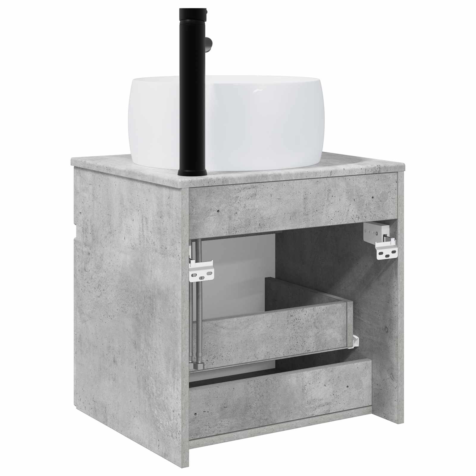 Vanidade de pia de parede cinzento cimento 49 x 44,5 x 66 cm