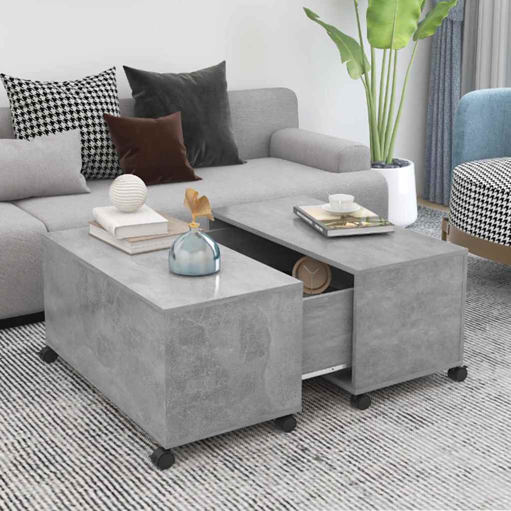 Mesa de centro 75x75x38 cm contraplacado cinzento cimento