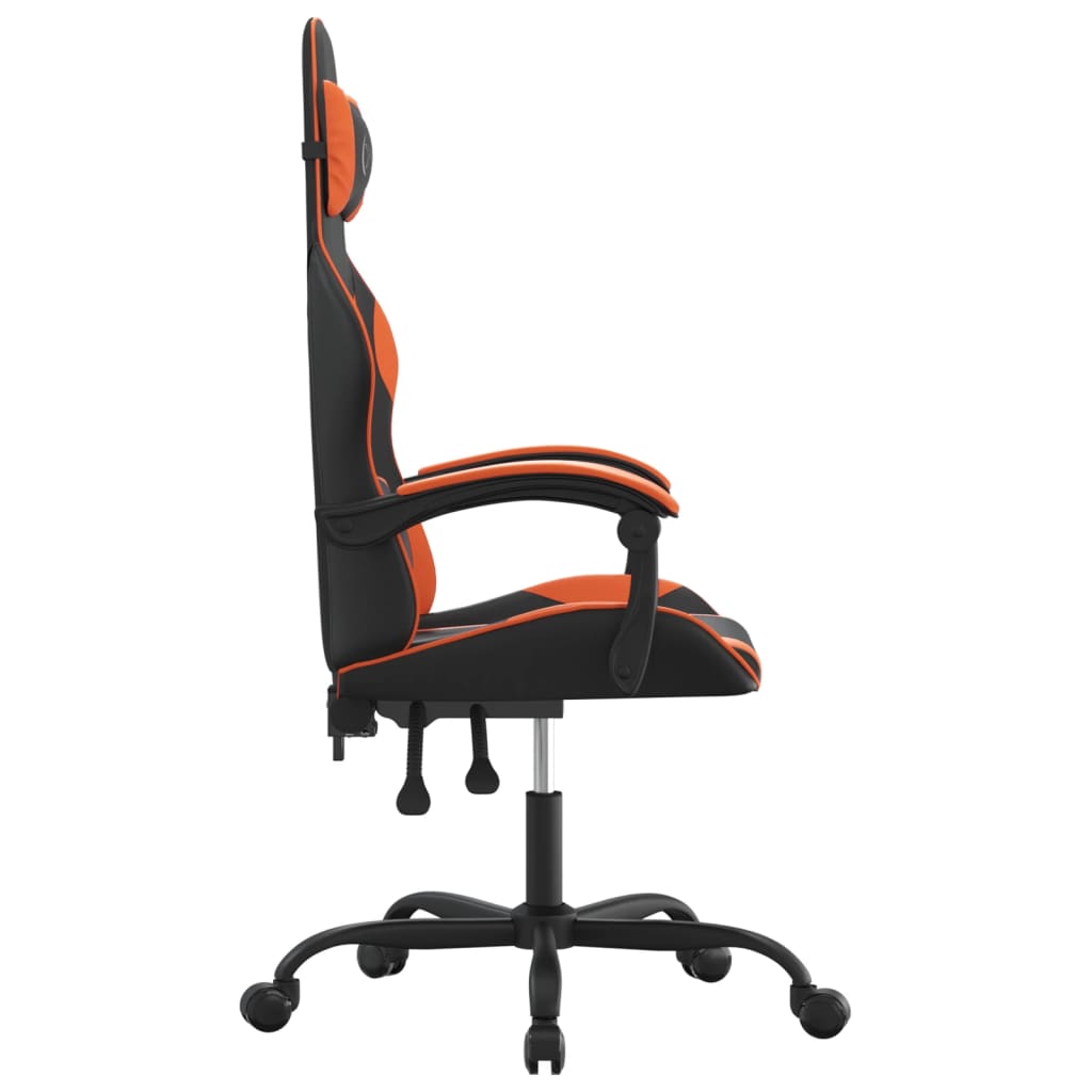 Cadeira gaming giratória couro artificial preto e laranja