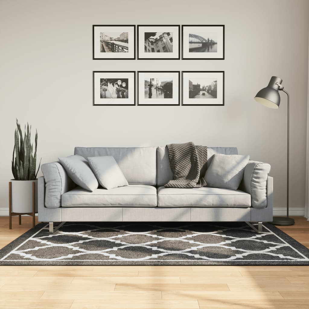 Tapete lavável 120x180 cm preto e branco