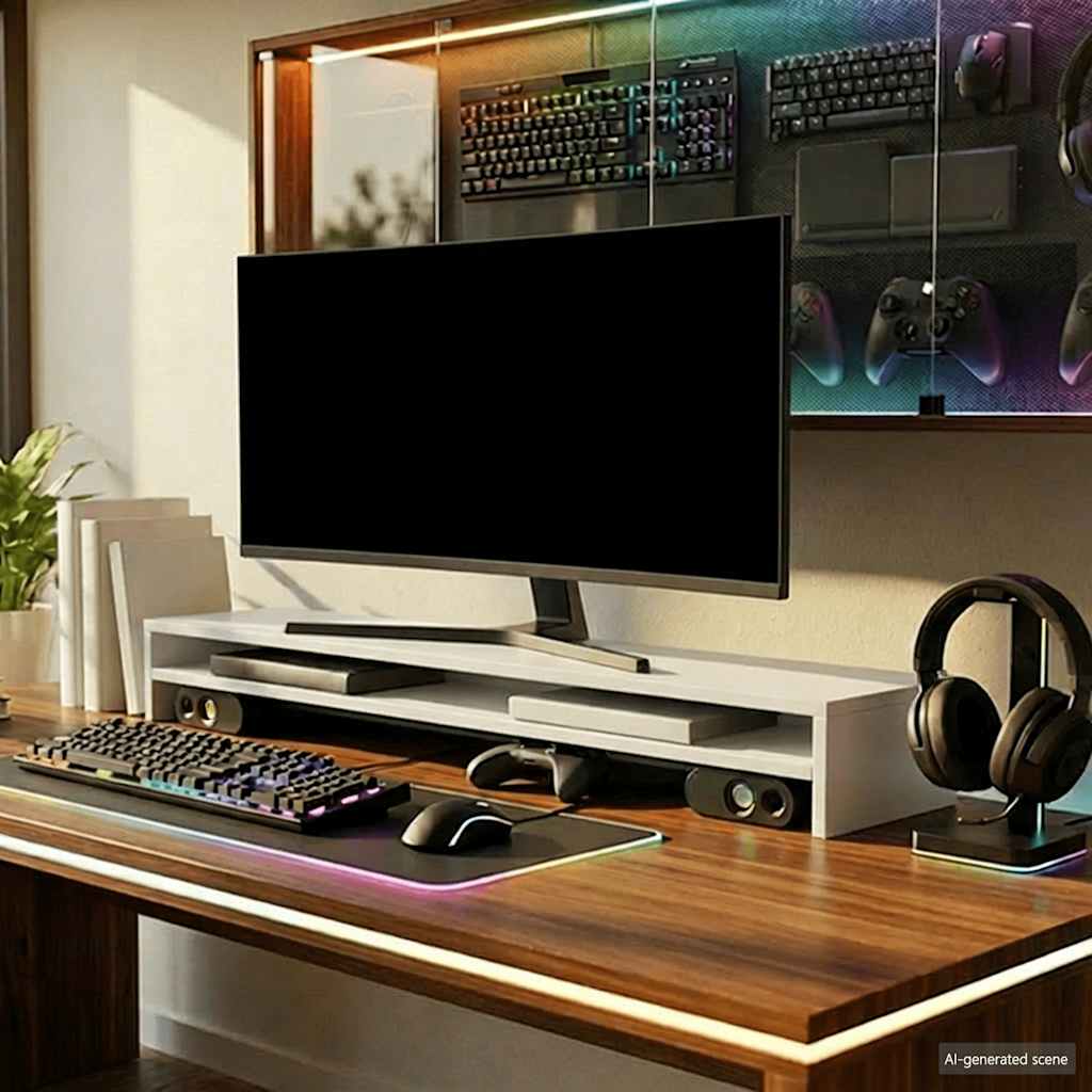 Suporte para monitor 100x24x13 cm derivados de madeira branco