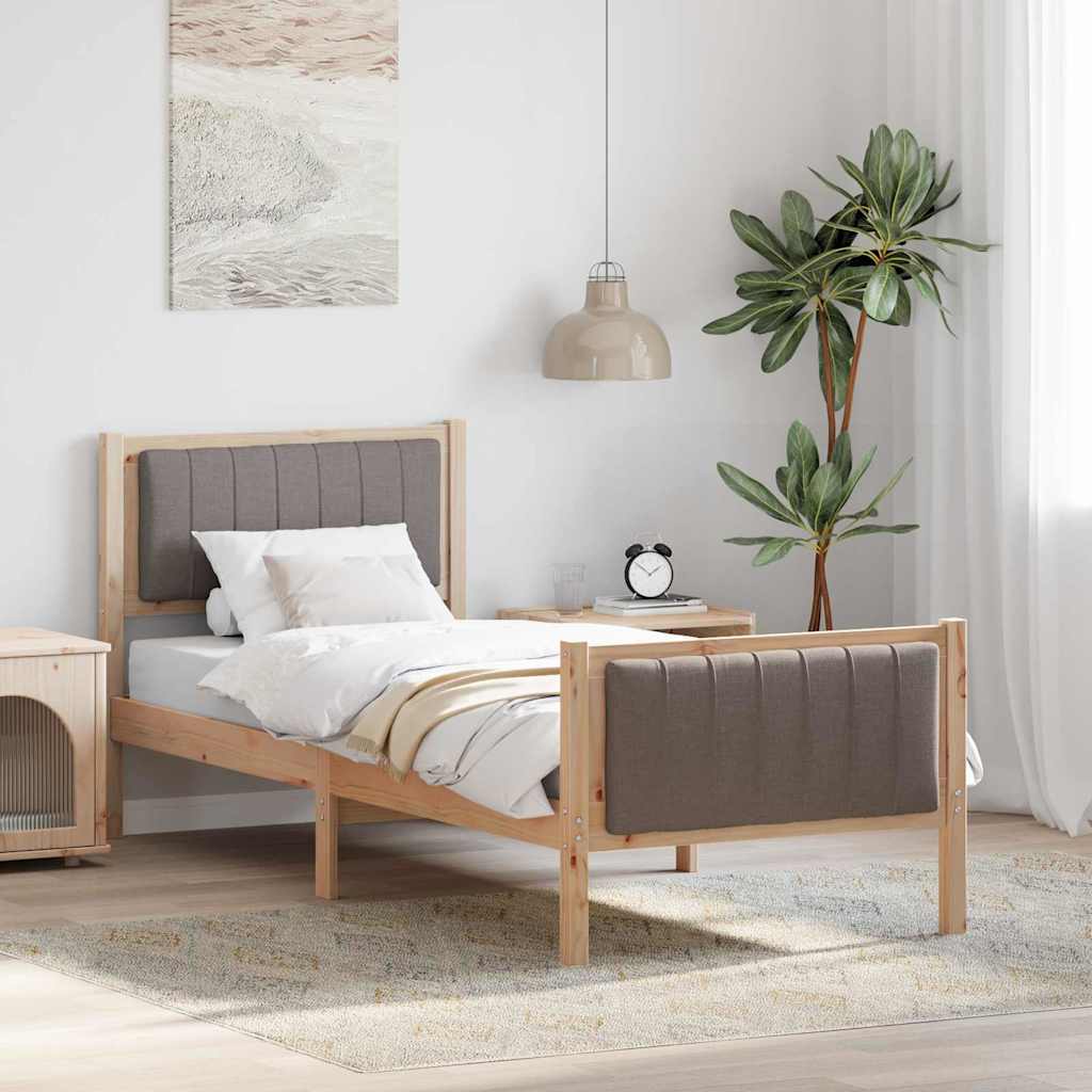 Estrutura da cama com cabeceira marrom e taupe 75 x 190 cm