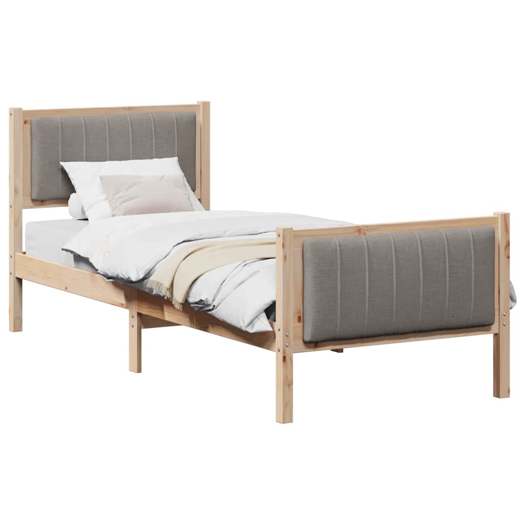 Estrutura da cama com cabeceira marrom e taupe 75 x 190 cm