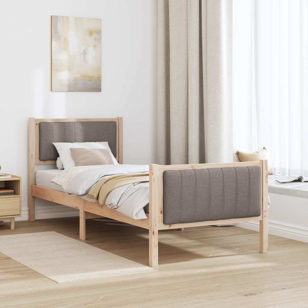 Estrutura da cama com cabeceira marrom e taupe 75 x 190 cm