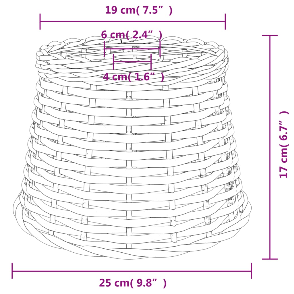 Abajur de teto ø25x17 cm vime castanho