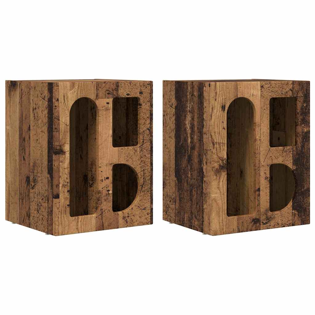 Mesa-de-cabeceira elst 2 unid. madeira antiga 40 x 35 x 50 cm