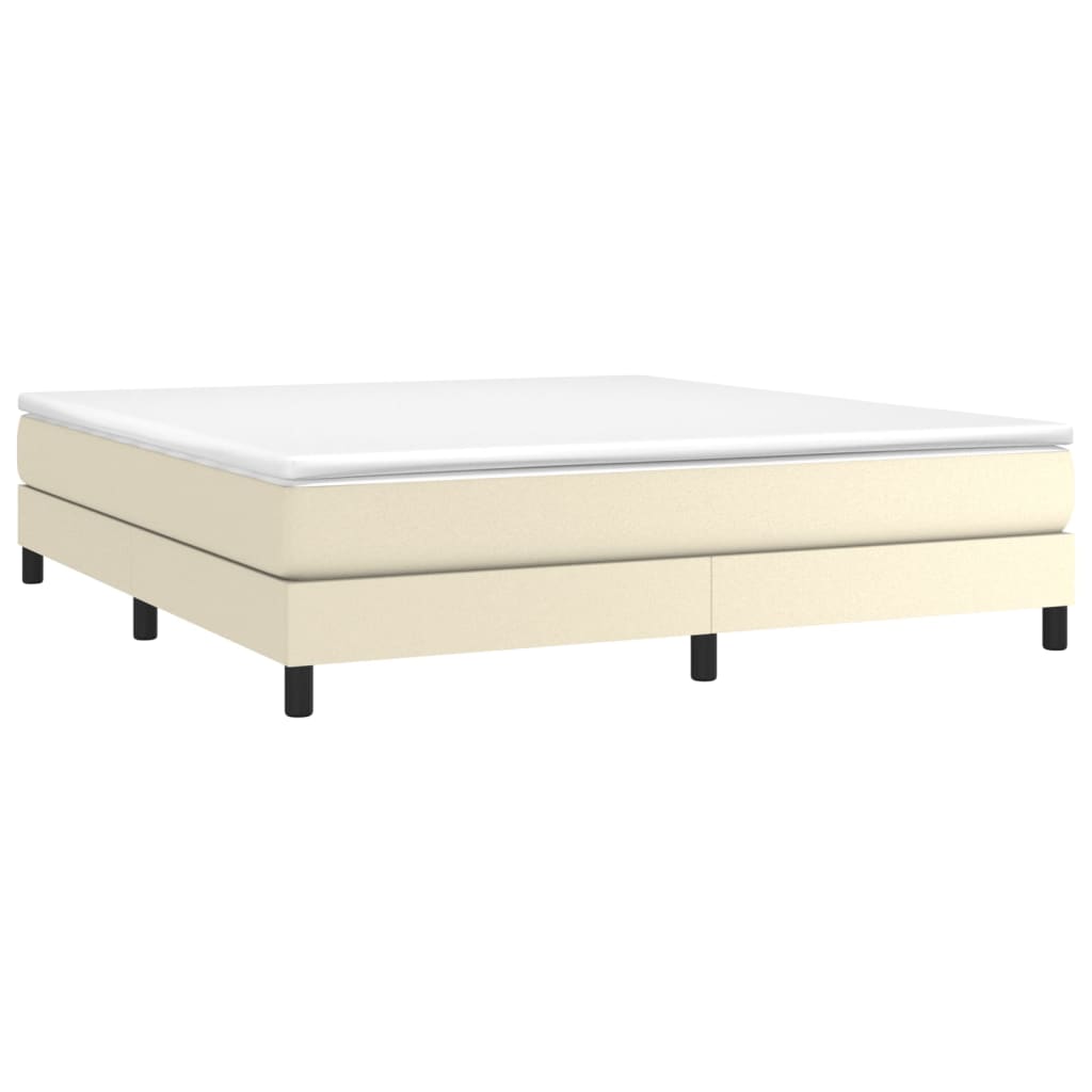 Cama com molas/colchão 160x200 cm couro artificial cor creme
